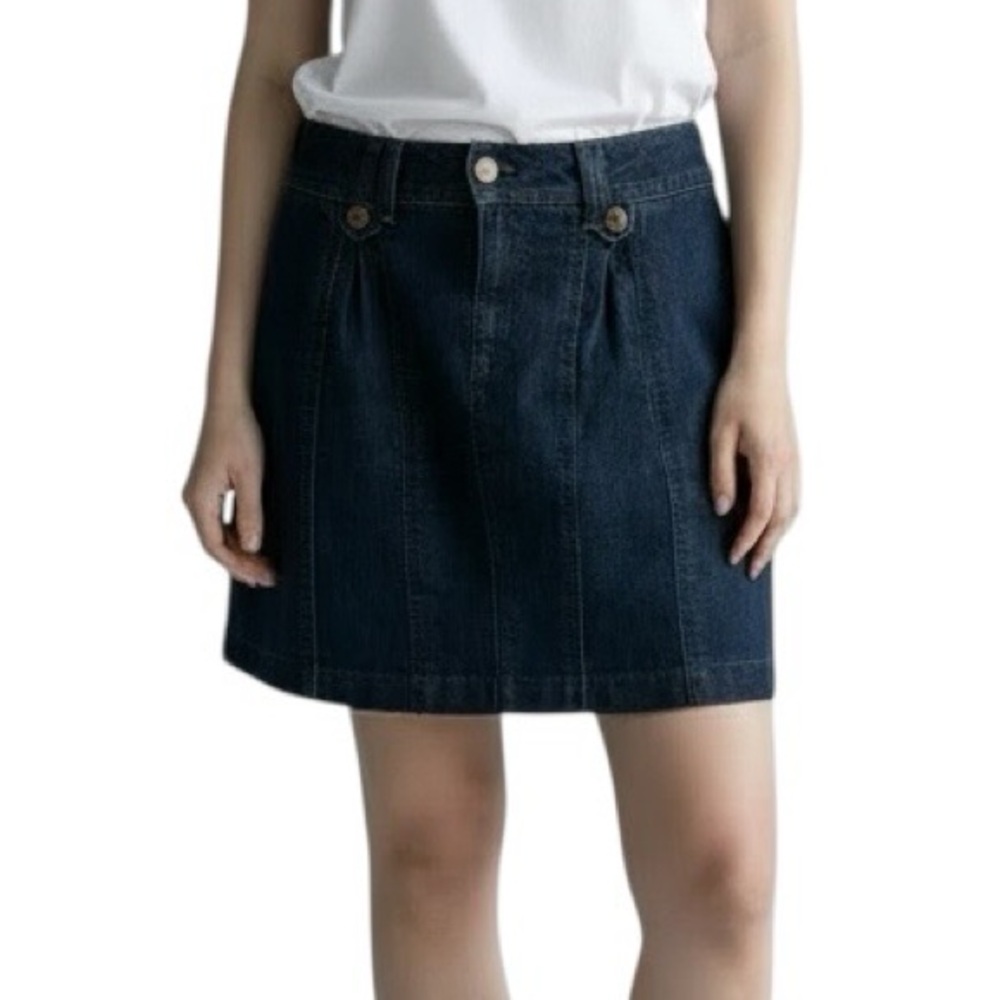 Pilcro Anthropologie dark denim pleated jean skirt size 27 excellent condition
